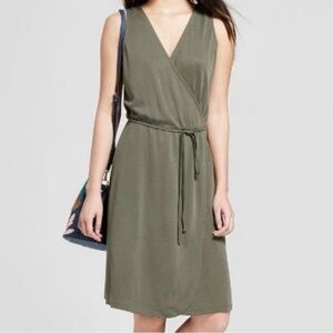 a new day Olive Green Wrap V Neck Dress Size 4X